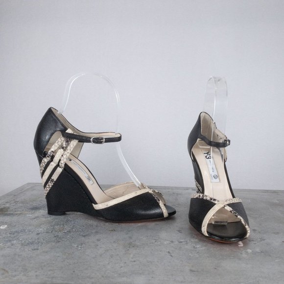 𝅺Y-3 Y3 Adidas Yohji Yamamoto RARE Snakeskin Wedge Heel Leather 4" Size 5 - Picture 4 of 7